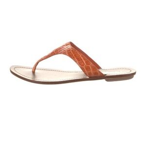 Prada Orange Alligator Slide Sandals‎